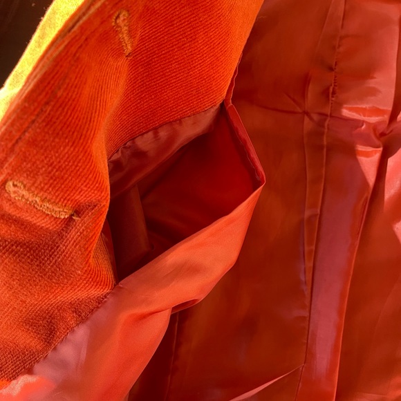 Soft Thick Cotton Vivid Sienna Orange Corduroy Jacket Hand Sewn Sz 4 - Picture 8 of 8